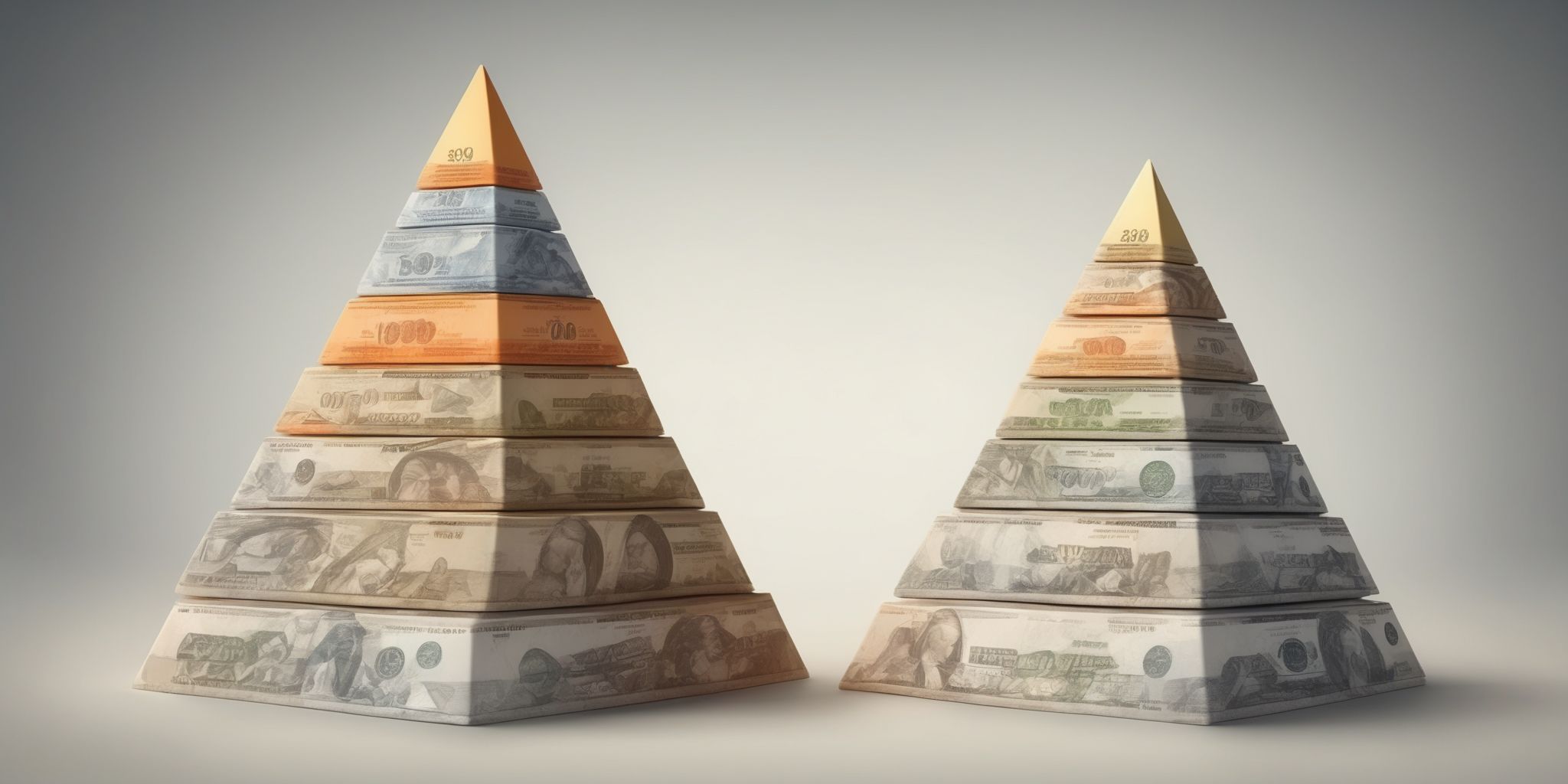 Profit pyramid  in realistic, photographic style