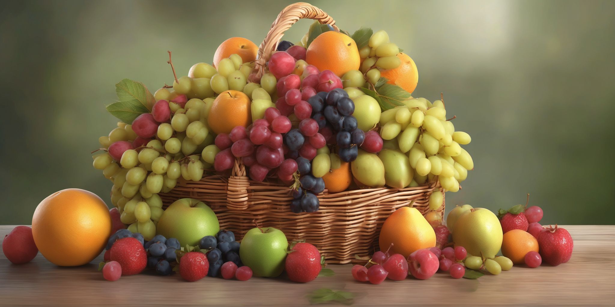Fruit basket  in realistic, photographic style