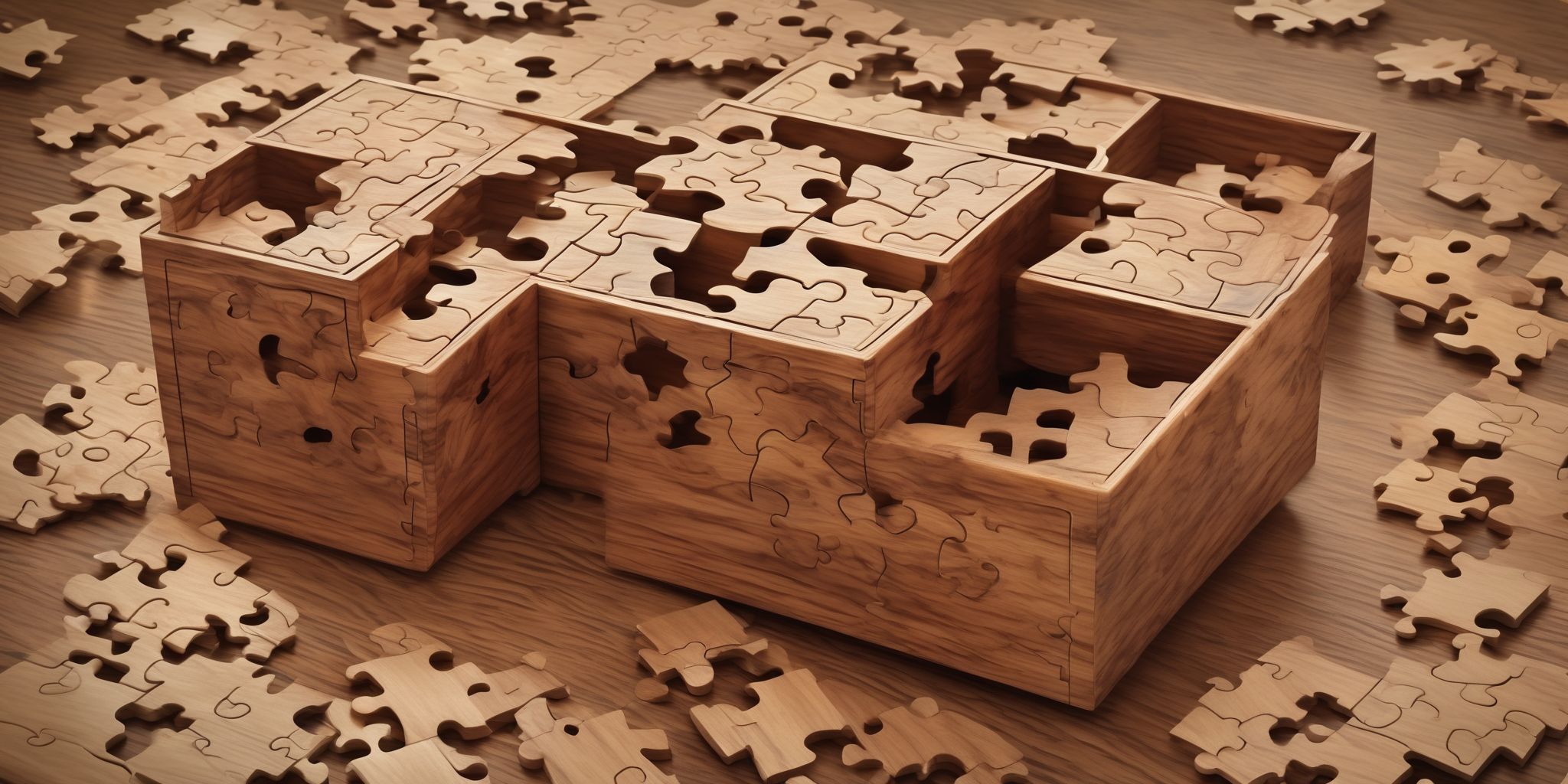 Puzzle box  in realistic, photographic style