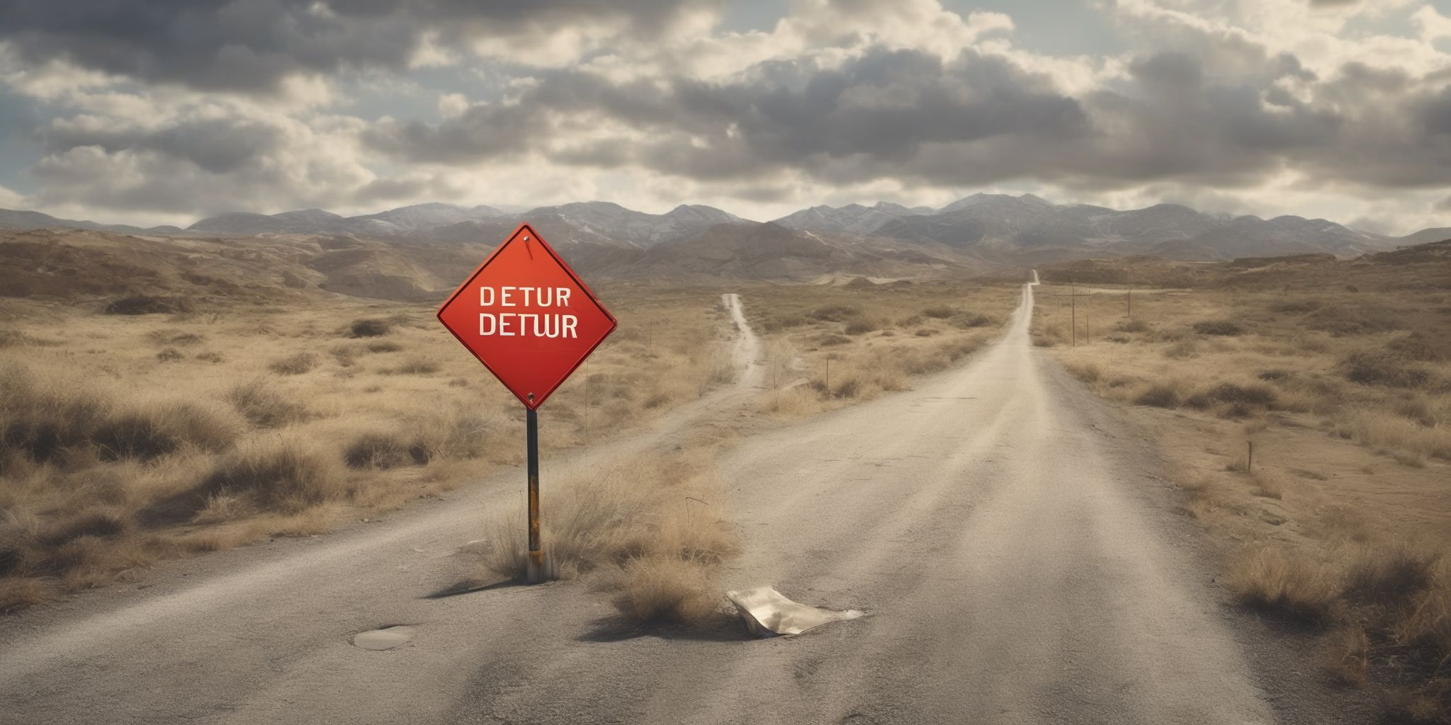 Detour sign  in realistic, photographic style