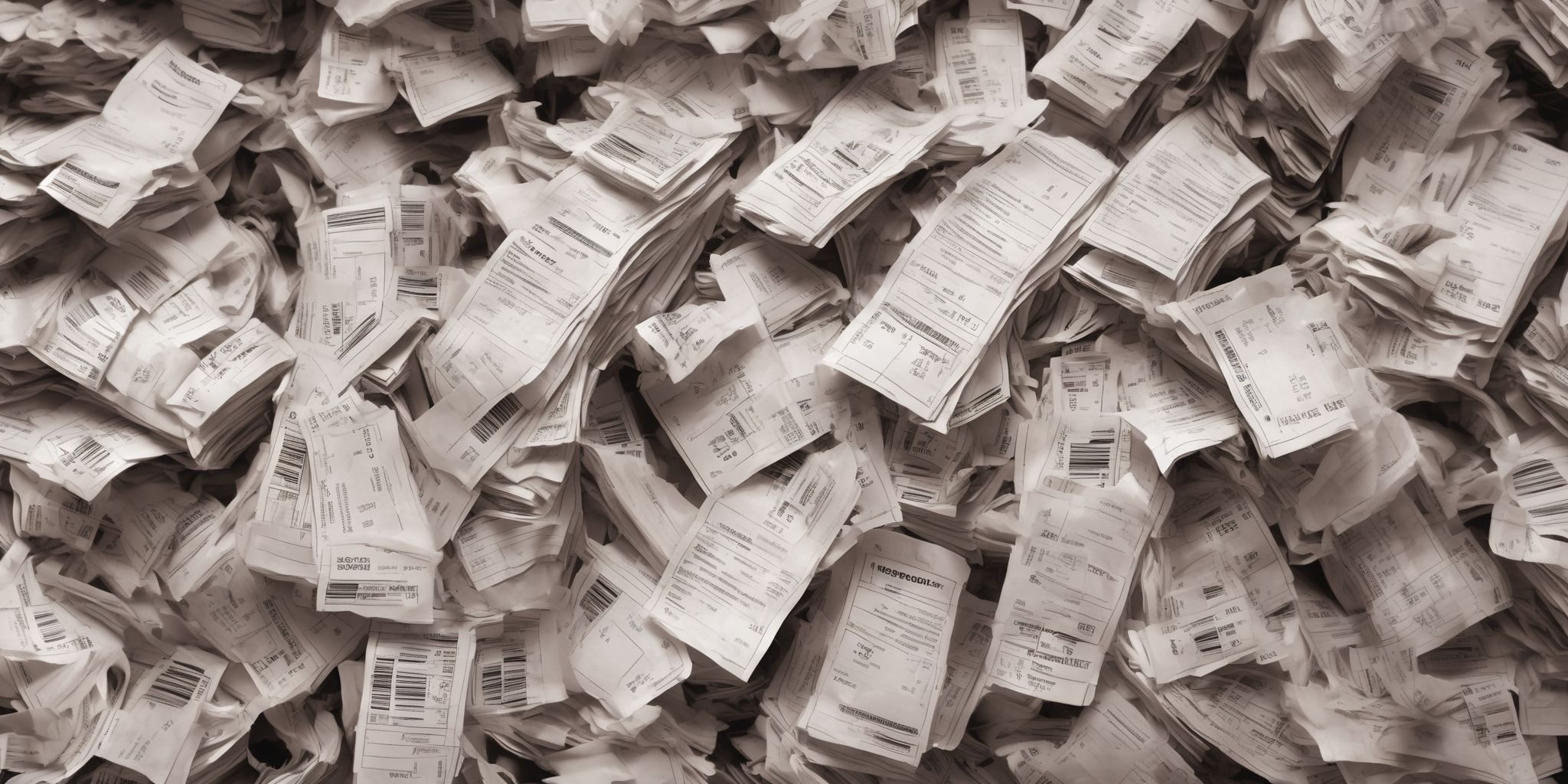 Receipt pile  in realistic, photographic style