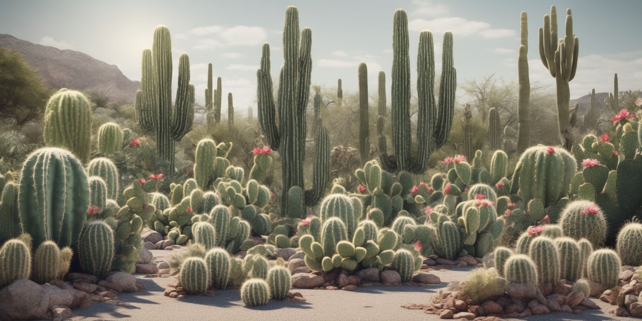 Cactus garden  in realistic, photographic style