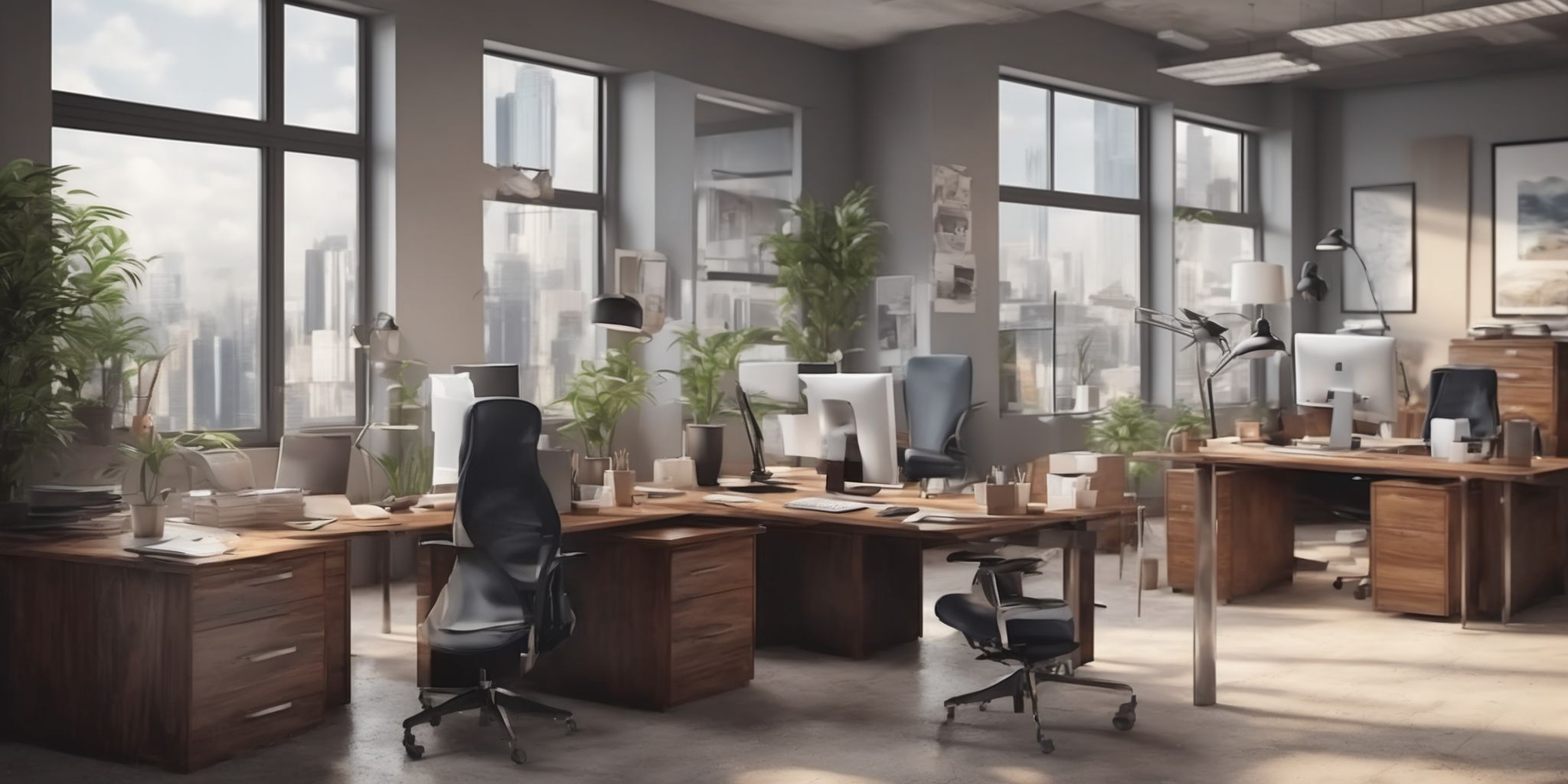Office  in realistic, photographic style
