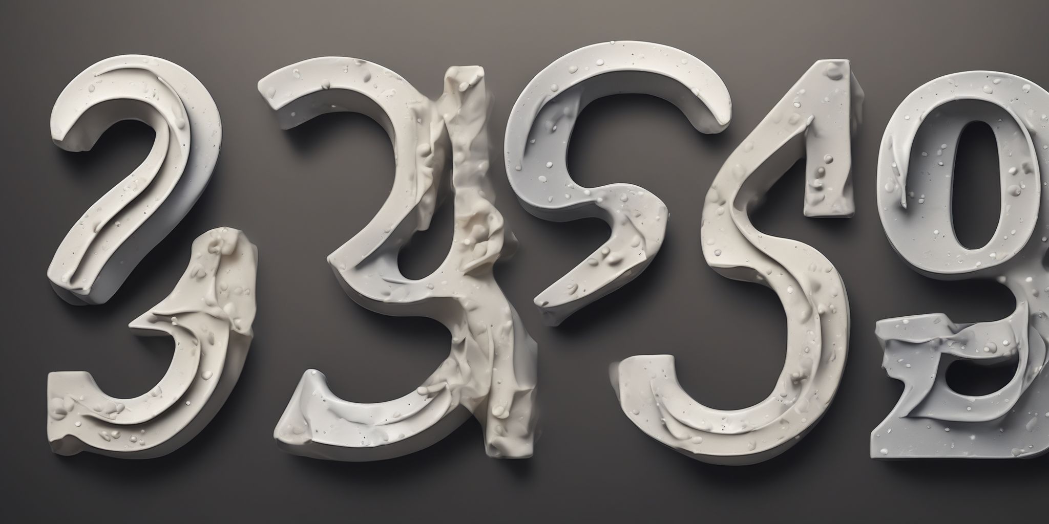Numbers  in realistic, photographic style