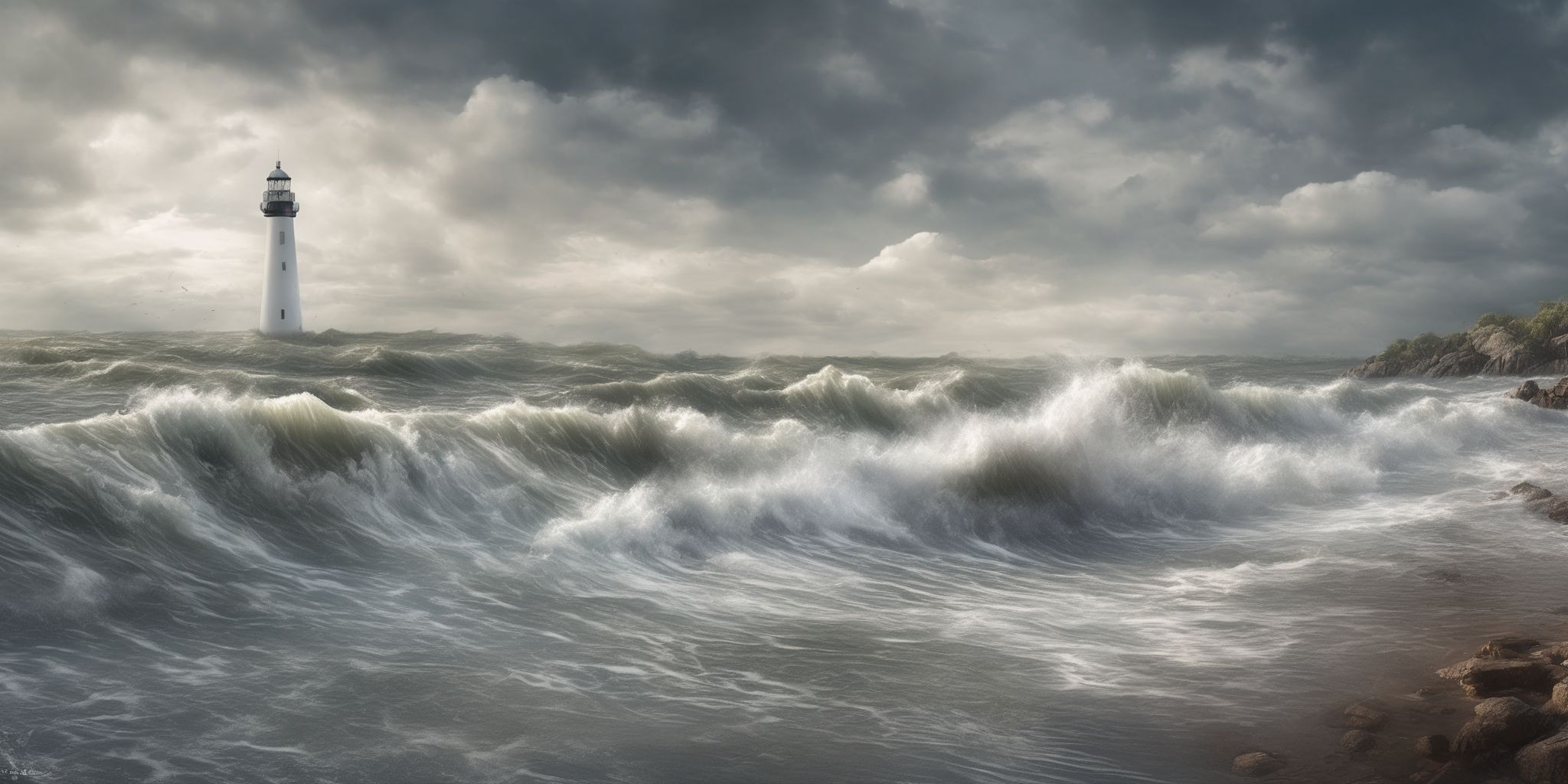 High tide  in realistic, photographic style