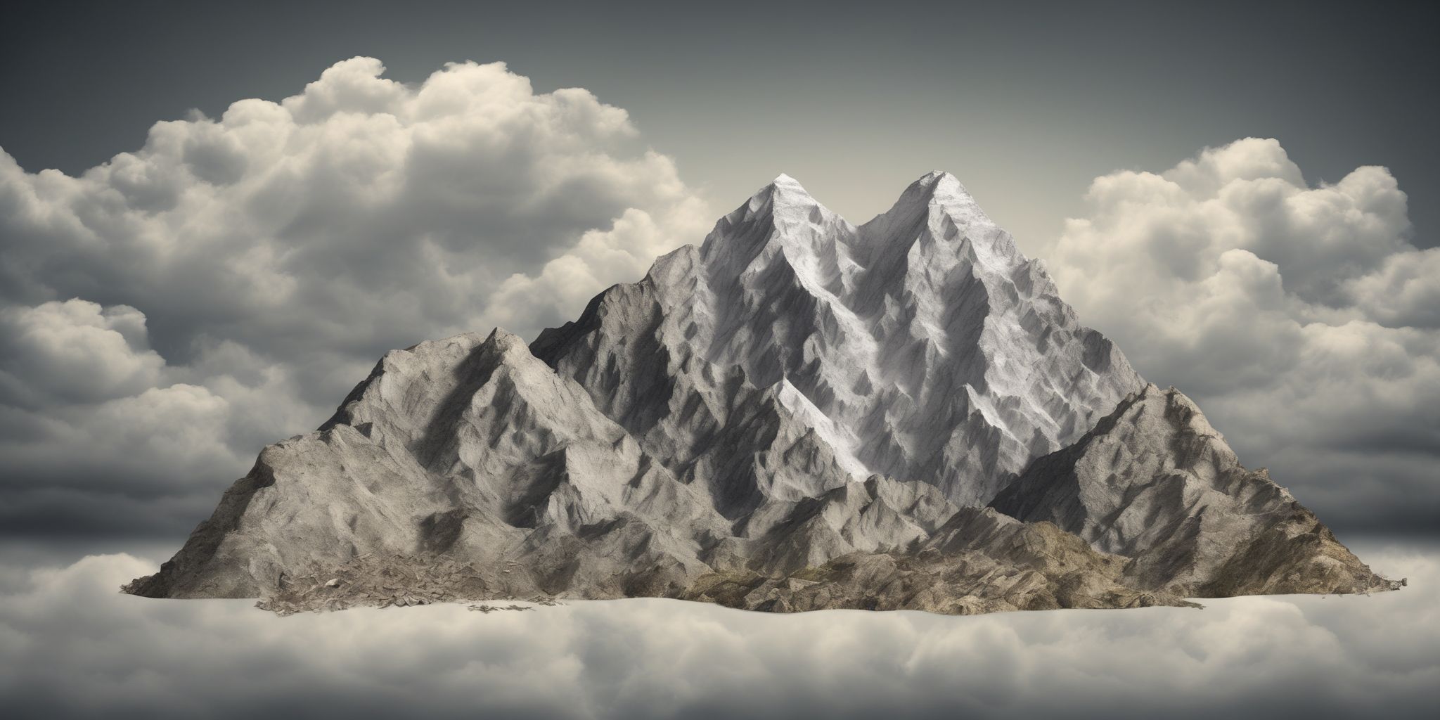 Debt mountain  in realistic, photographic style