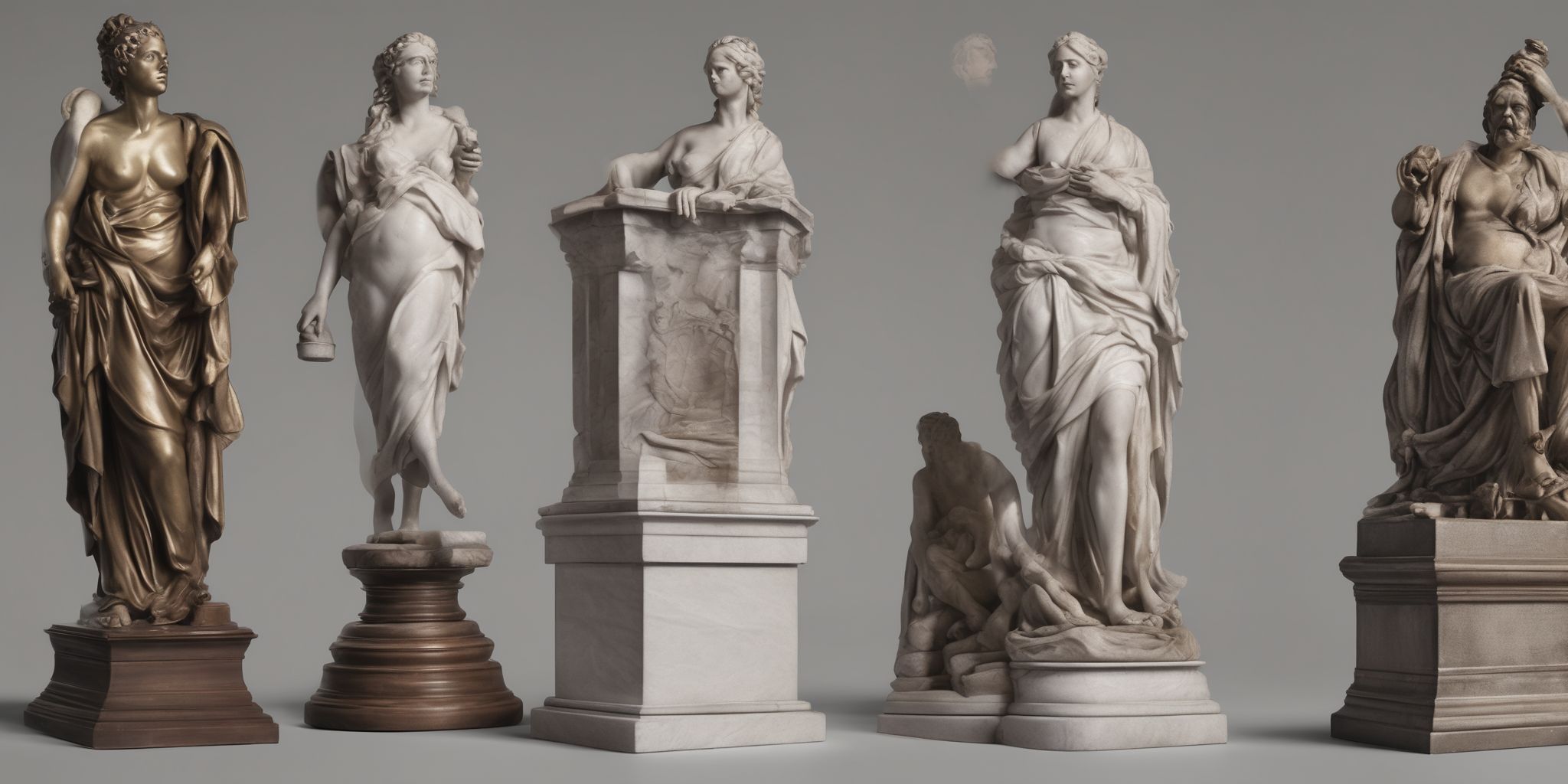 Statutes  in realistic, photographic style